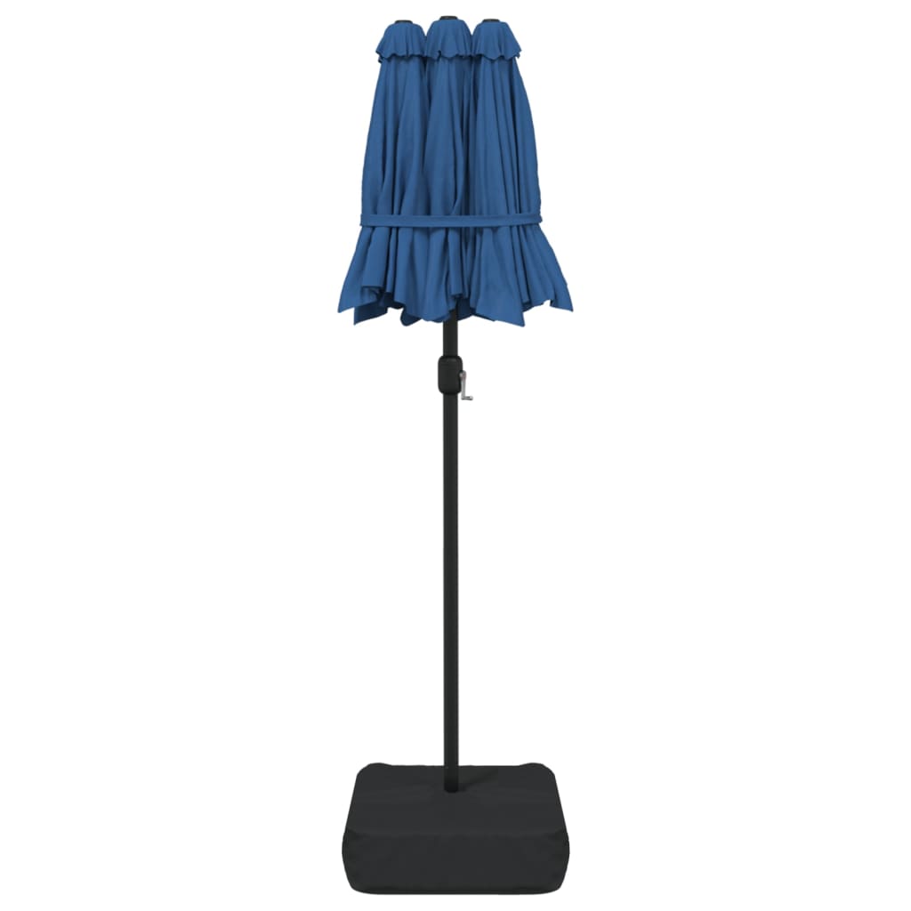 Dvigubas sodo skėtis nuo saulės su LED, mėlynas, 316x145cm