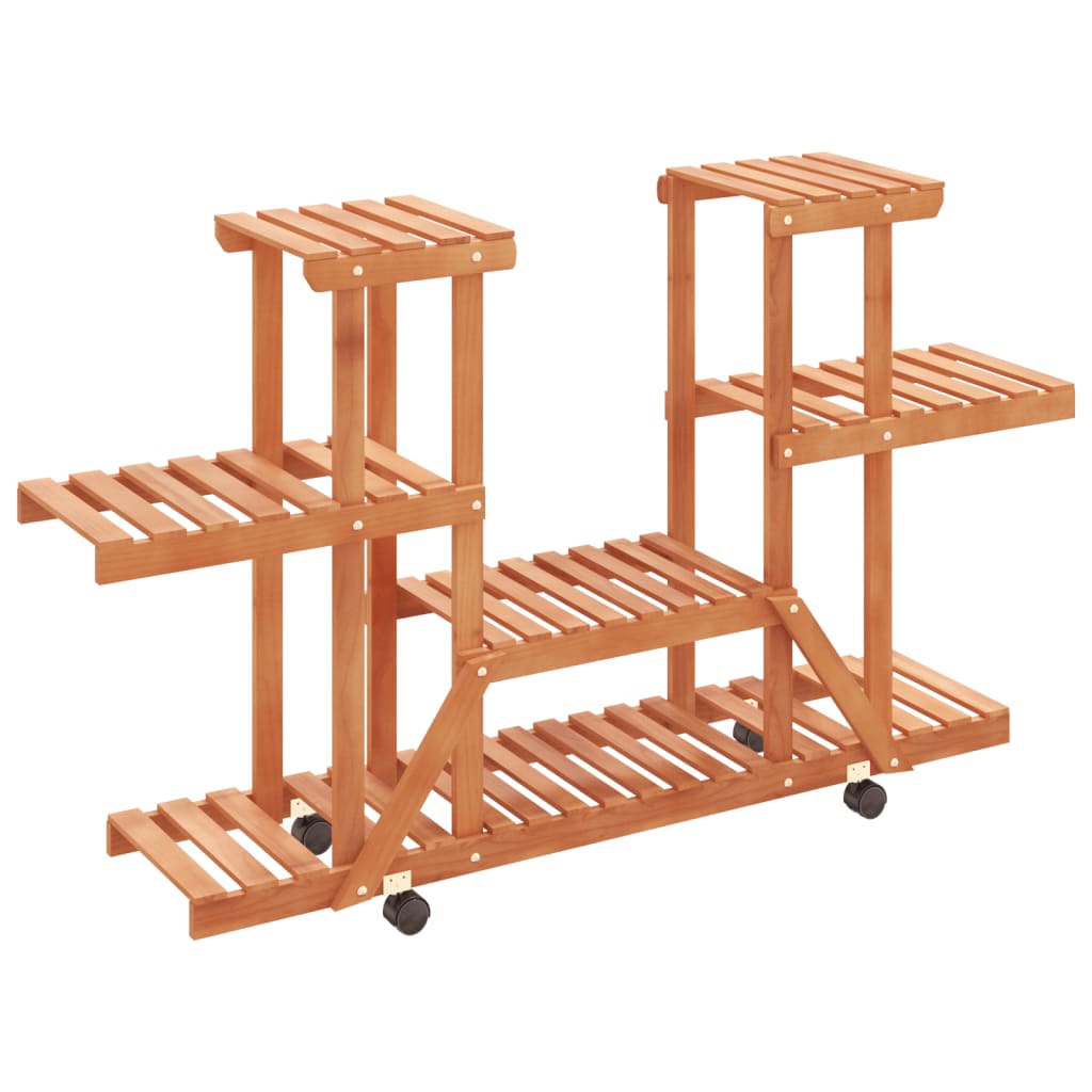 Gėlių stovas su ratukais, 110x25x78cm, eglės medienos masyvas