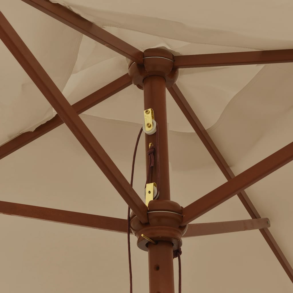 Sodo skėtis su mediniu stulpu, taupe spalvos, 198x198x231cm