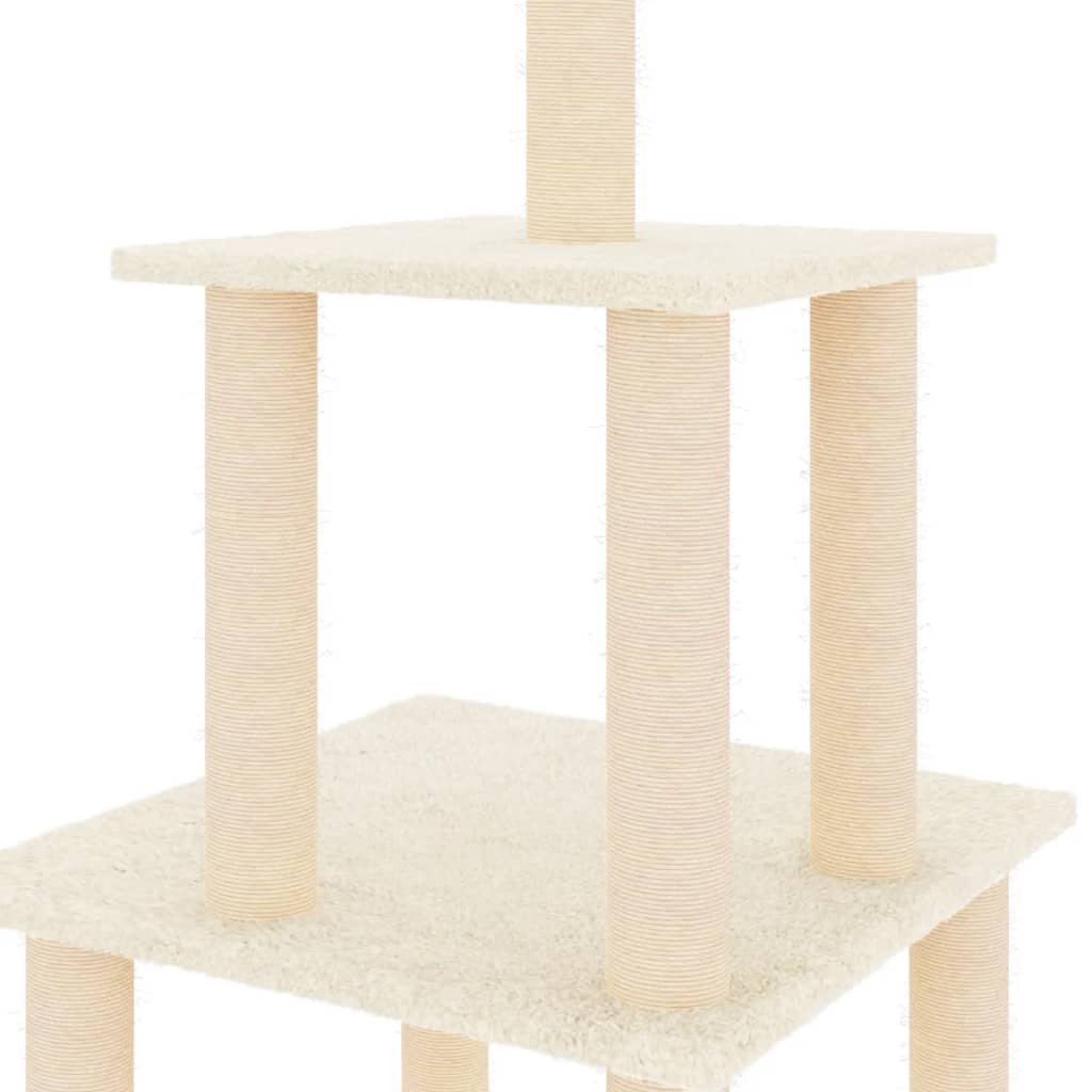 Draskyklė katėms su stovais iš sizalio, kreminės spalvos, 111cm