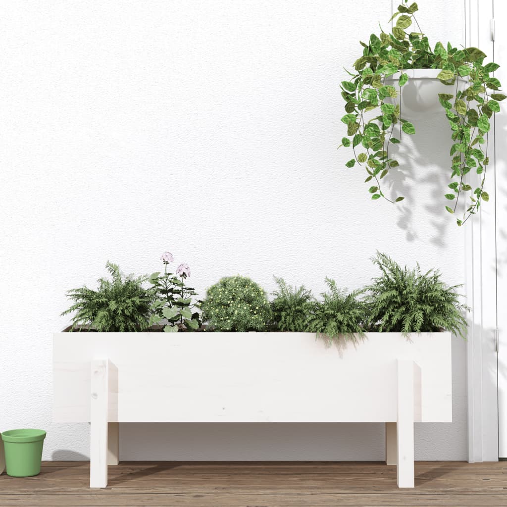 Aukštas sodo lovelis, baltas, 101x30x38cm, pušies masyvas