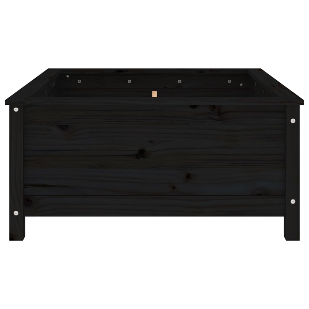 Sodo lovelis, juodas, 82,5x82,5x39cm, pušies medienos masyvas