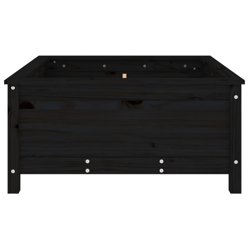 Sodo lovelis, juodas, 82,5x82,5x39cm, pušies medienos masyvas