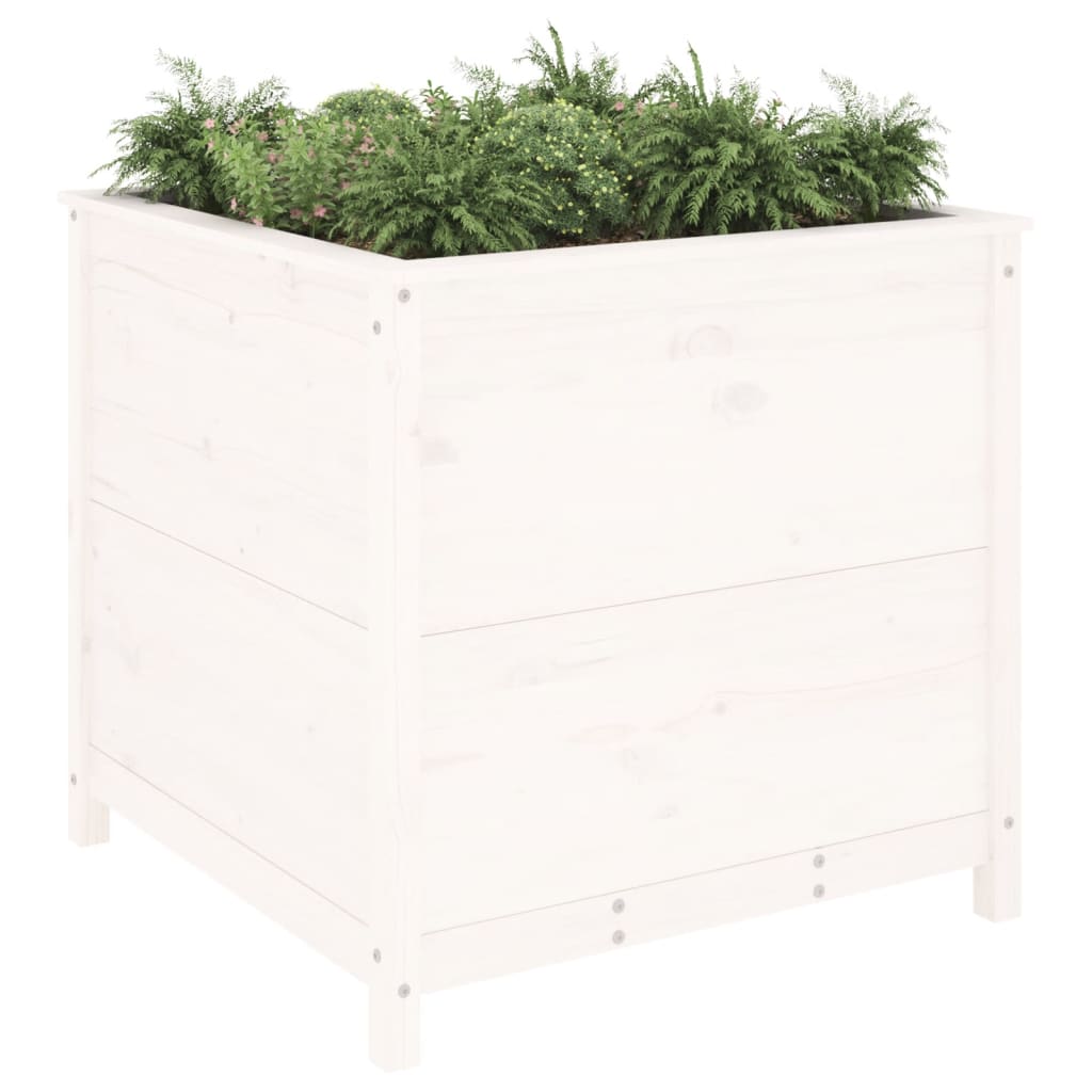 Sodo lovelis, baltas, 82,5x82,5x78cm, pušies medienos masyvas