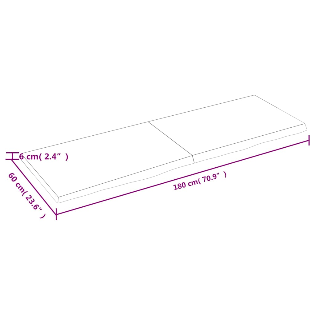 Sieninė lentyna, 180x60x(2-6) cm, neapdorotas ąžuolo masyvas