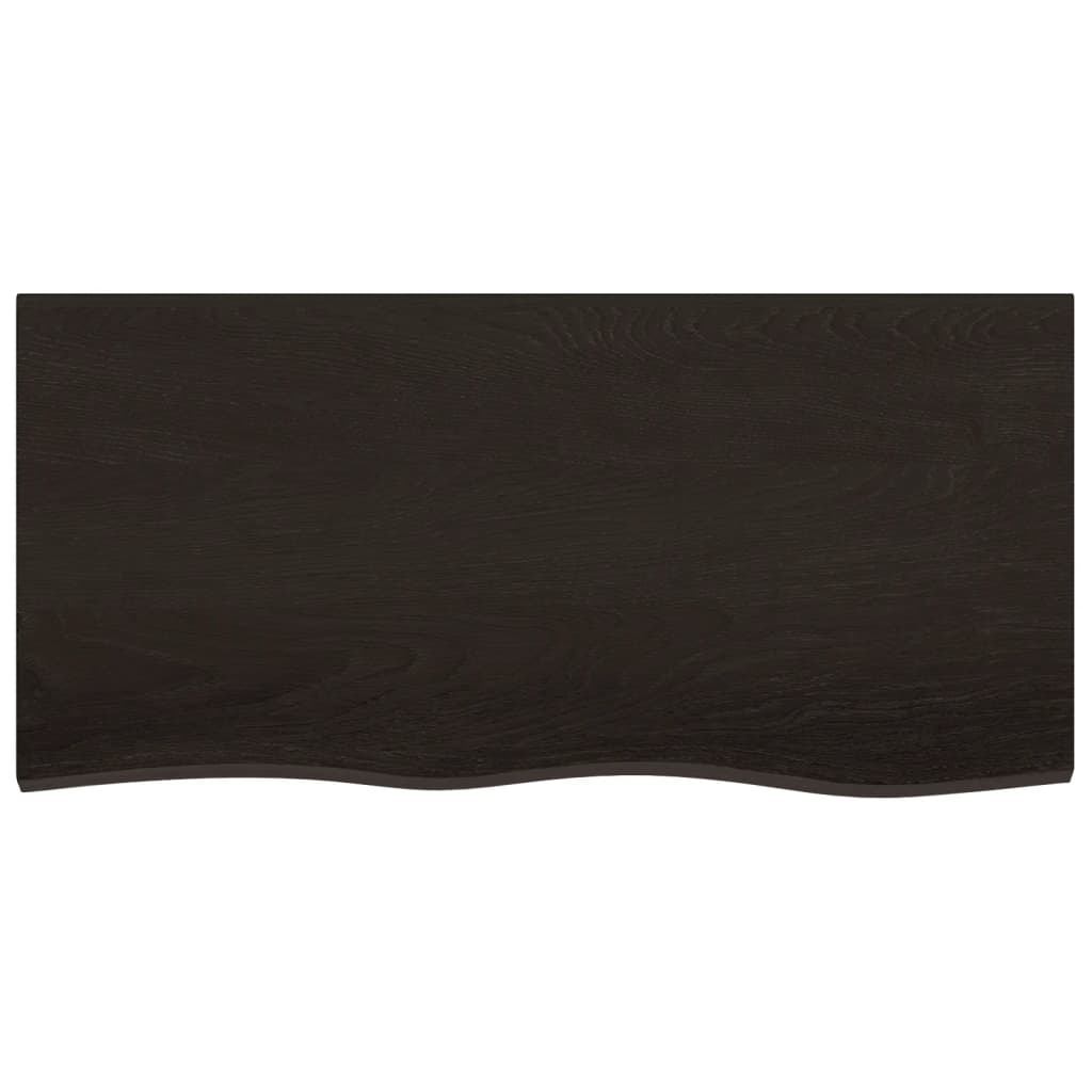 Sieninė lentyna, tamsiai ruda, 100x50x(2-6) cm, ąžuolo masyvas