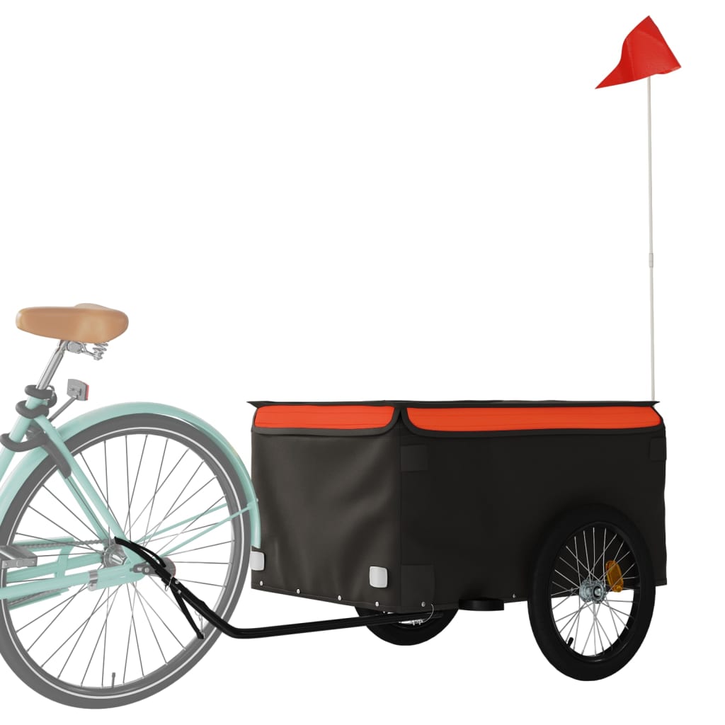 Dviračio priekaba, juodos ir oranžinės spalvos, 45kg, geležis