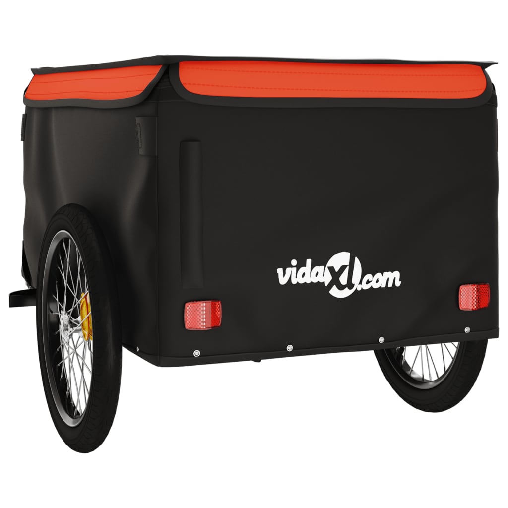 Dviračio priekaba, juodos ir oranžinės spalvos, 45kg, geležis