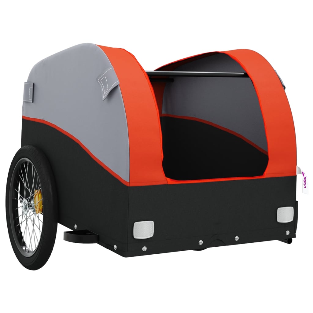 Dviračio priekaba, juodos ir oranžinės spalvos, 45kg, geležis
