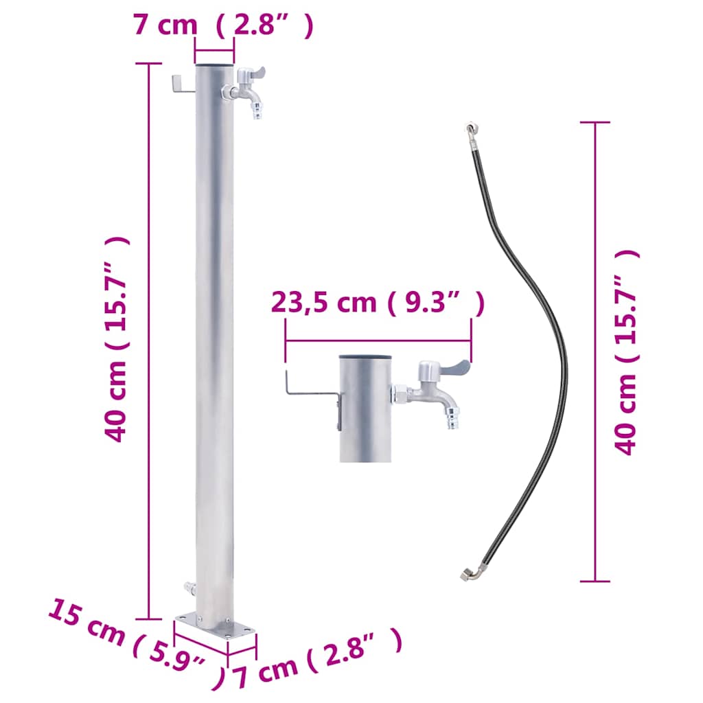 Vandens kolonėlė sodui, 40cm, nerūdijantis plienas, apskrita