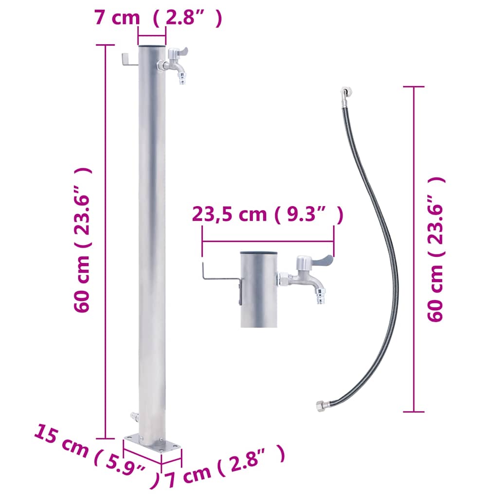 Vandens kolonėlė sodui, 60cm, nerūdijantis plienas, apskrita