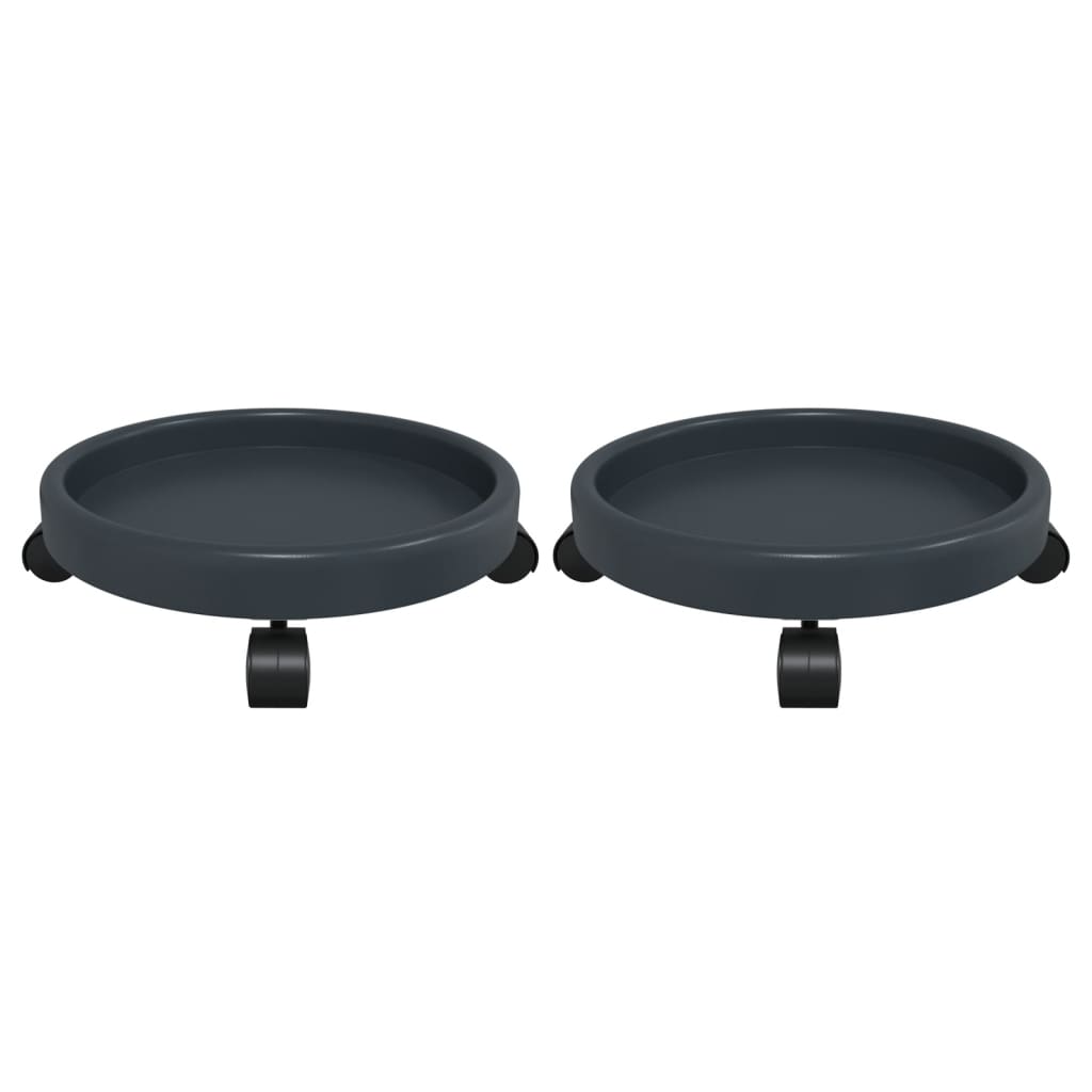 Augalų padėklai su ratukais, 2vnt., pilki, 34cm skersmens, 35kg