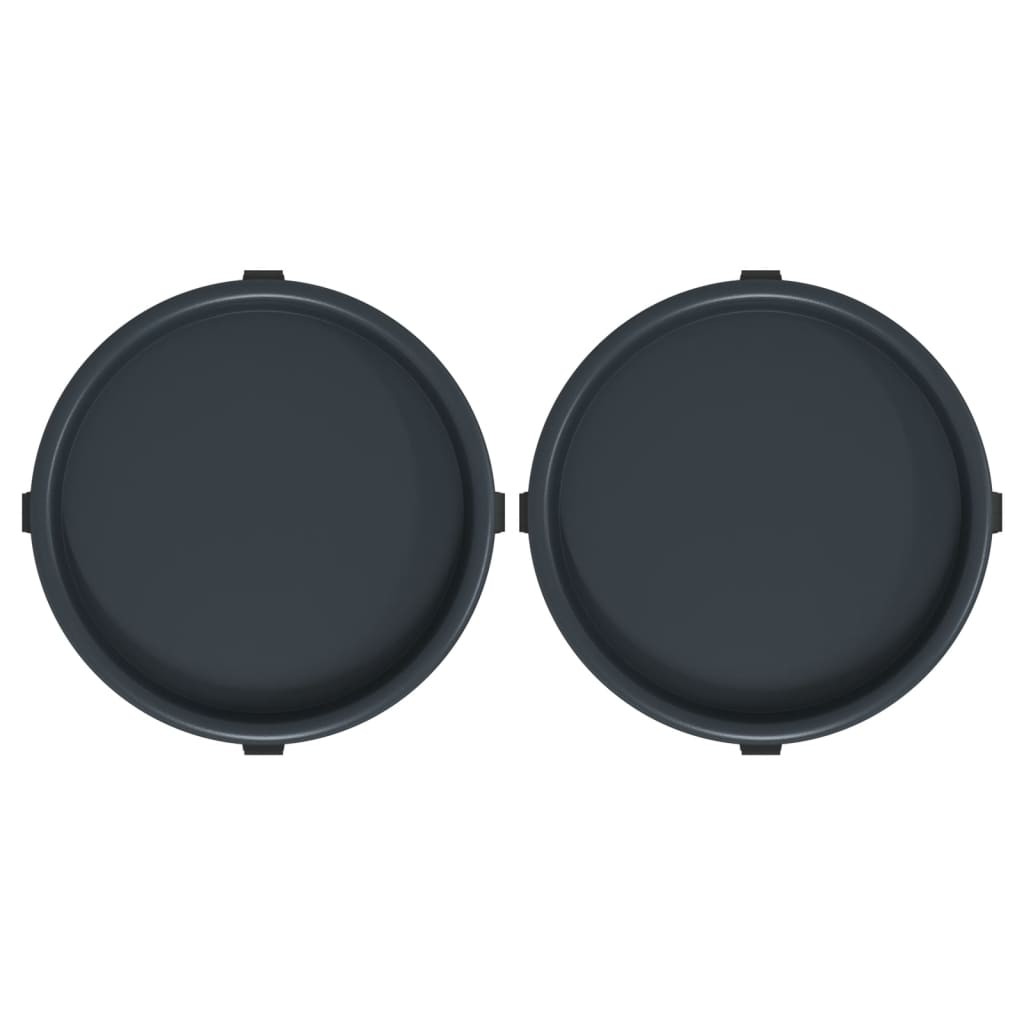 Augalų padėklai su ratukais, 2vnt., pilki, 34cm skersmens, 35kg