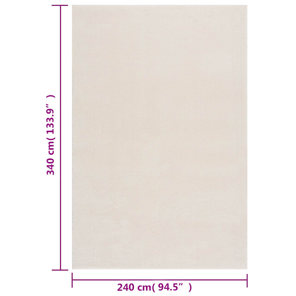 Pūkuotas kilimas, kreminės baltos spalvos, 240x340 cm, poliesteris