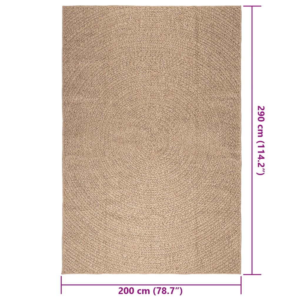 Kilimas ZIZUR, 200x290cm, džiuto imitacija, vidaus ir lauko