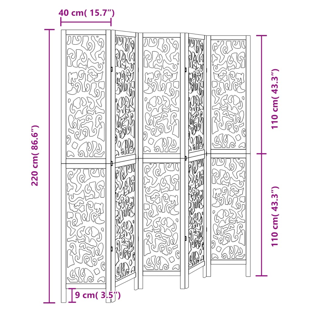 Kambario pertvara, 5 segmentai, juoda, paulovnijos masyvas