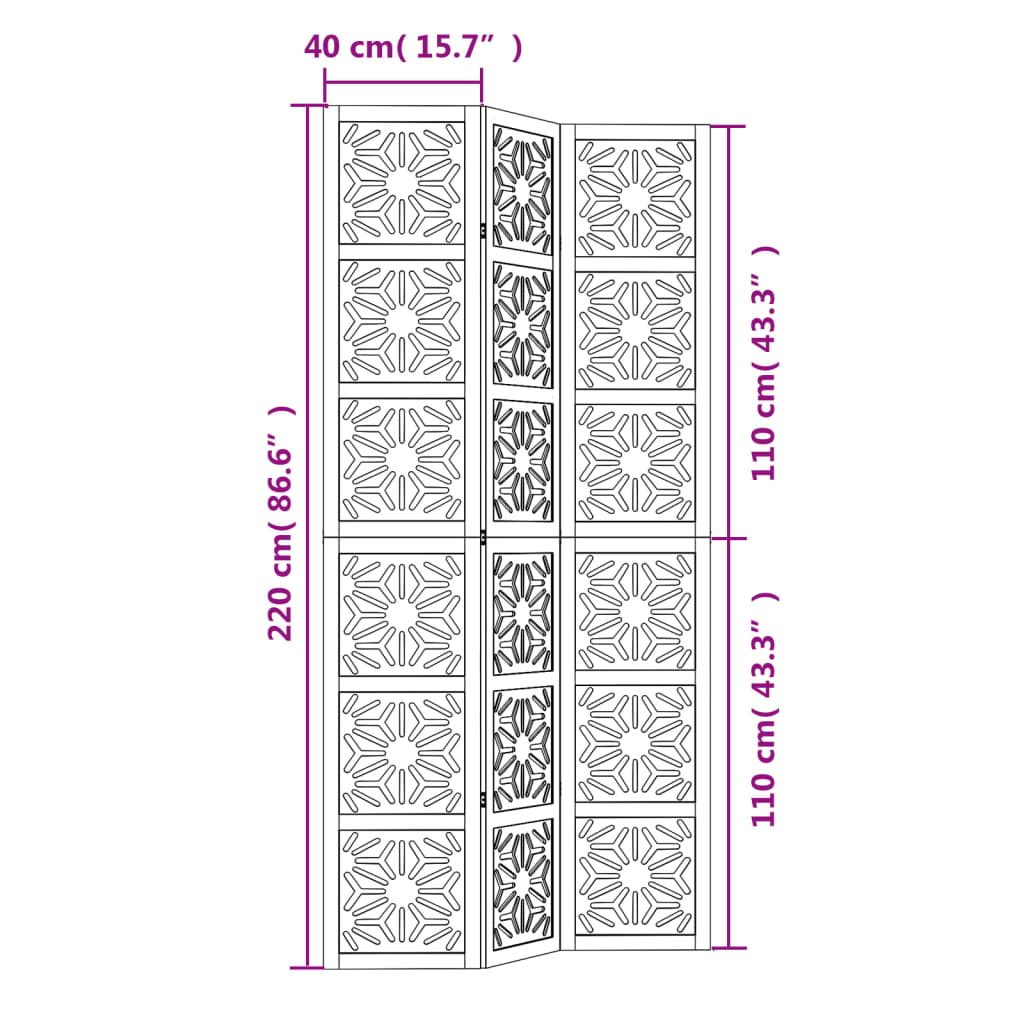 Kambario pertvara, 3 segmentai, ruda/juoda, paulovnijos masyvas