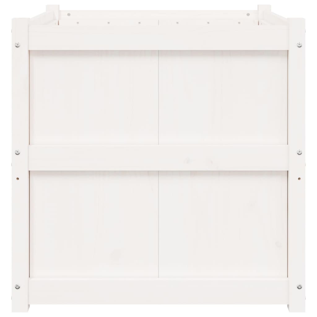 Sodo lovelis, baltas, 70x70x70cm, pušies medienos masyvas
