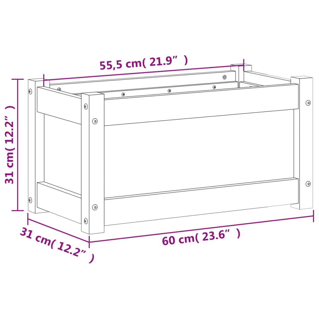 Sodo lovelis, 60x31x31cm, impregnuota pušies mediena
