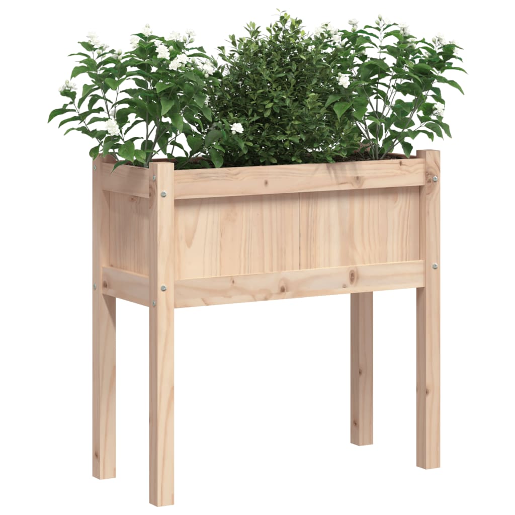Sodo lovelis su kojelėmis, 70x31x70cm, pušies medienos masyvas
