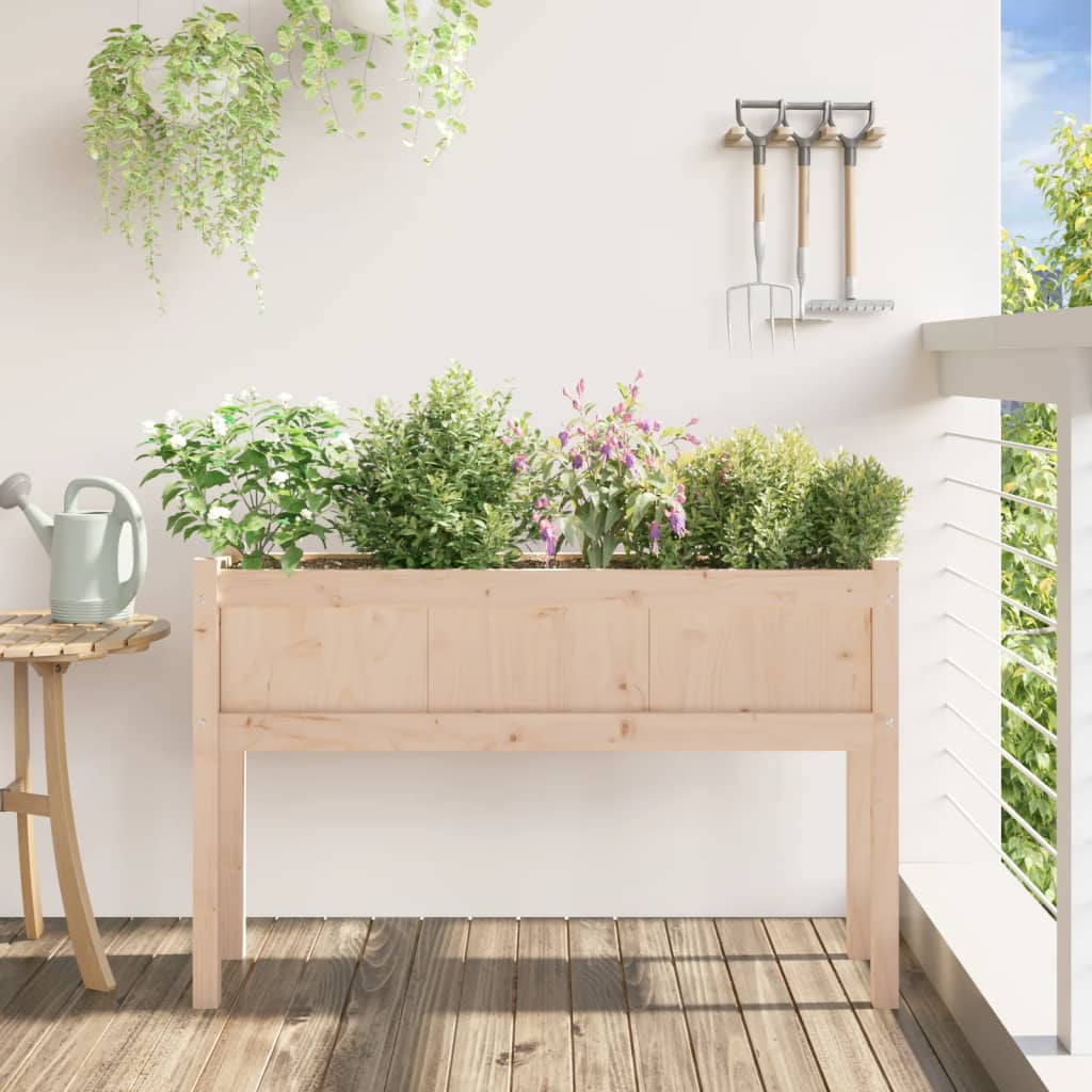Sodo lovelis su kojelėmis, 110x31x70cm, pušies medienos masyvas