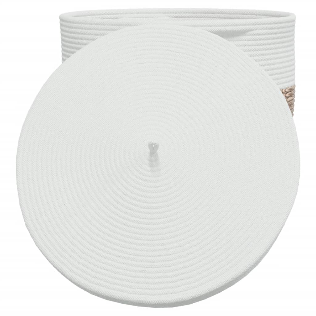 Krepšys daiktams su dangčiu, rudas/baltas, 40x35cm, medvilnė