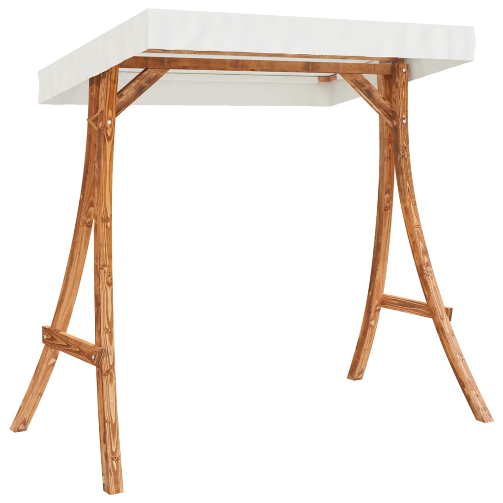 Supamas suoliukas su stogeliu, tikmedžio apdaila dengta eglė