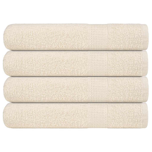 Rankšluosčiai, 4vnt., kreminiai, 100x200 cm, medvilnė, 360g/m²