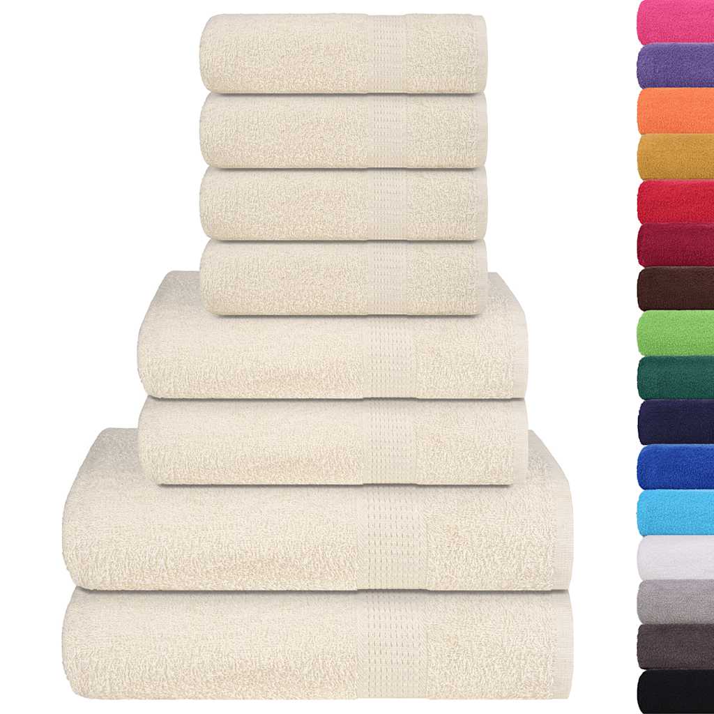 Rankšluosčių rinkinys, 8vnt., kreminiai, 100% medvilnė, 360g/m²