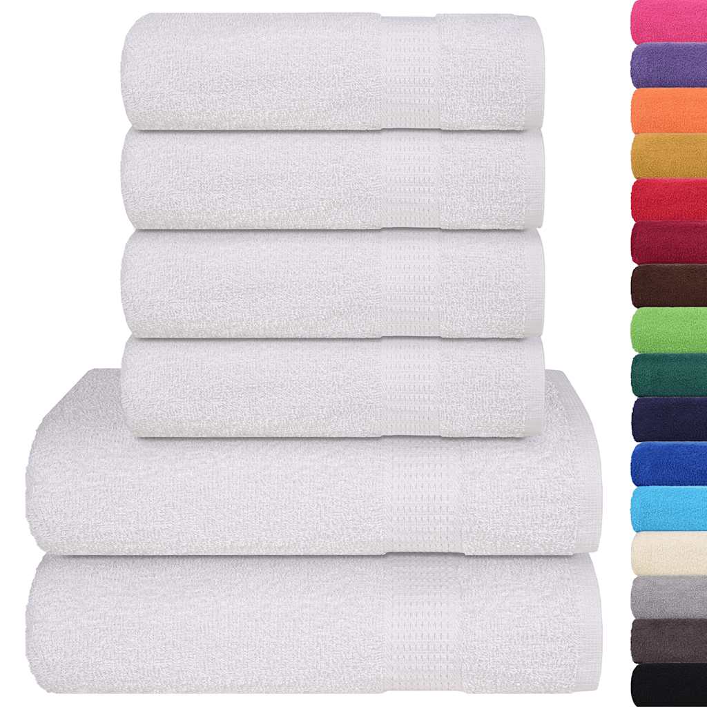 Rankšluosčių rinkinys, 6vnt., balti, 100% medvilnė, 360g/m²