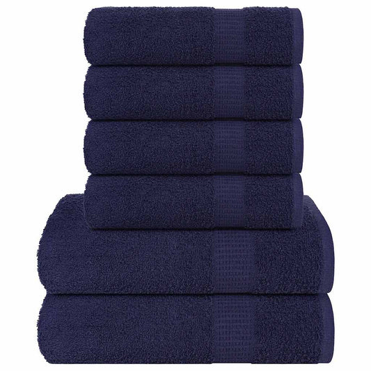 Rankšluosčių rinkinys, 6vnt., mėlyni, 100% medvilnė, 360g/m²