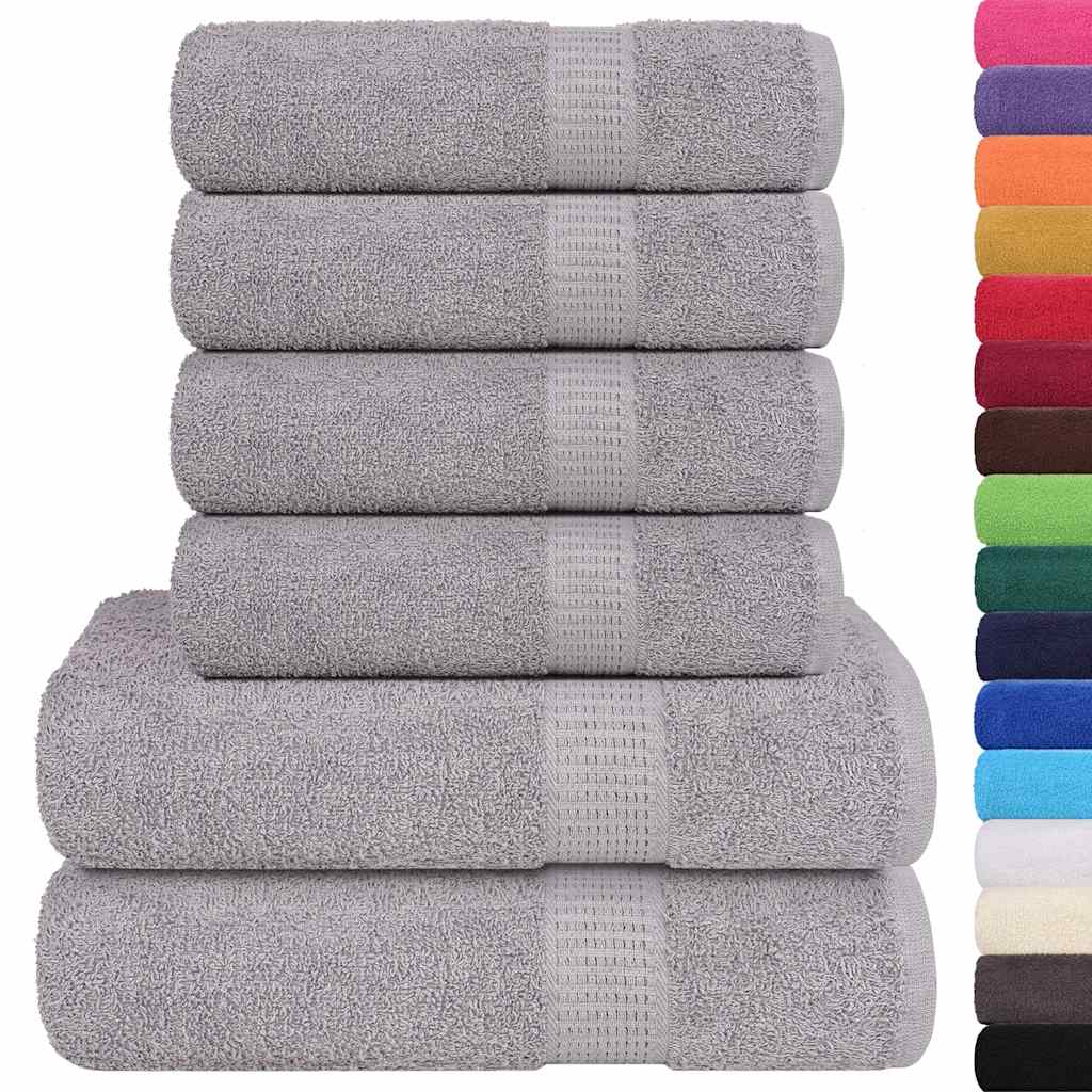 Rankšluosčių rinkinys, 6vnt., pilki, 100% medvilnė, 360g/m²