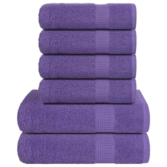 Rankšluosčių rinkinys, 6vnt., violetiniai, medvilnė, 360g/m²