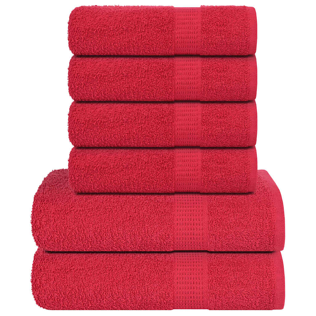 Rankšluosčių rinkinys, 6vnt., raudoni, 100% medvilnė, 600g/m²