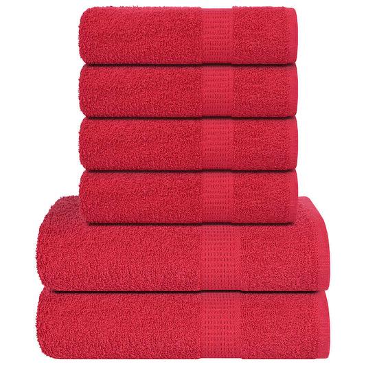 Rankšluosčių rinkinys, 6vnt., raudoni, 100% medvilnė, 600g/m²