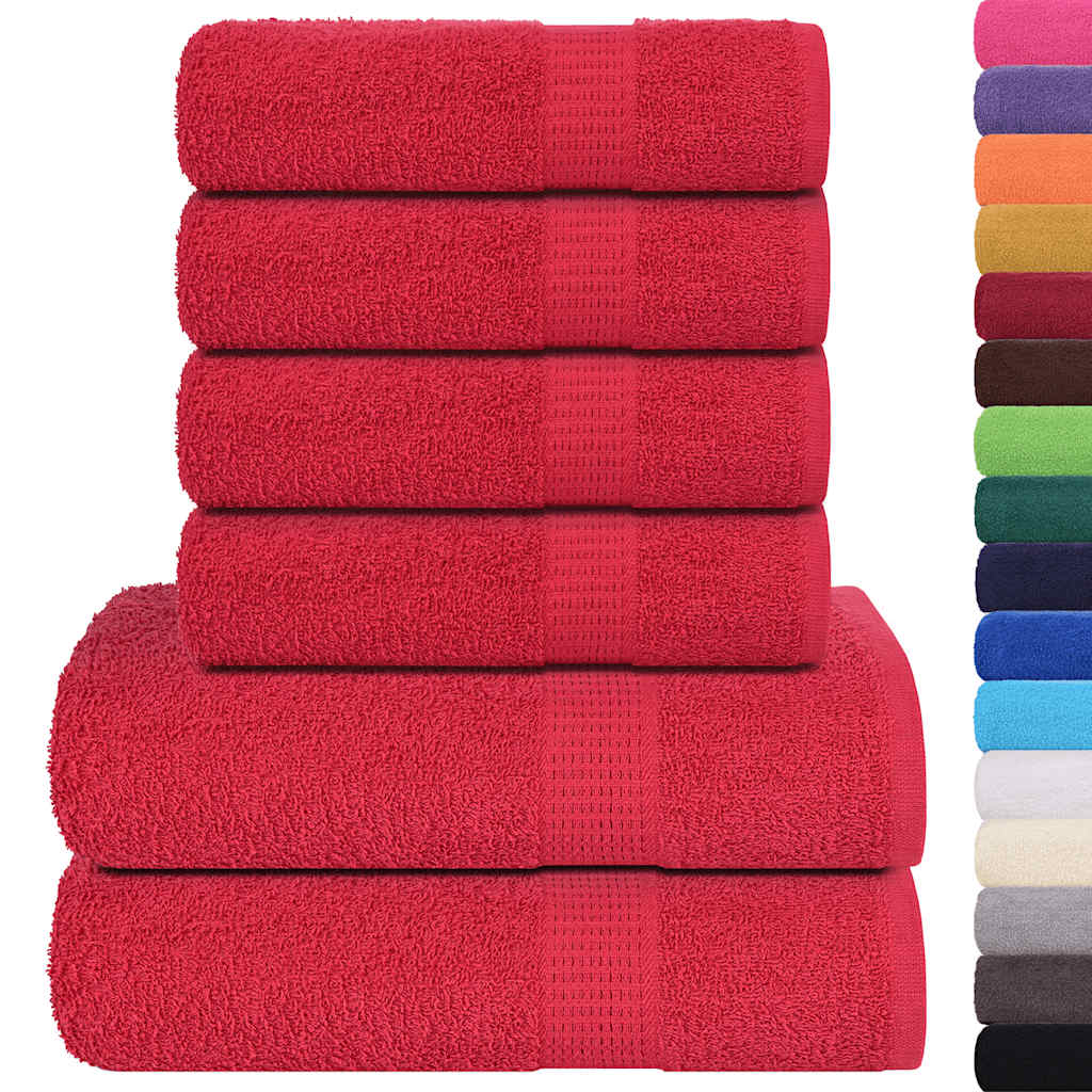 Rankšluosčių rinkinys, 6vnt., raudoni, 100% medvilnė, 600g/m²