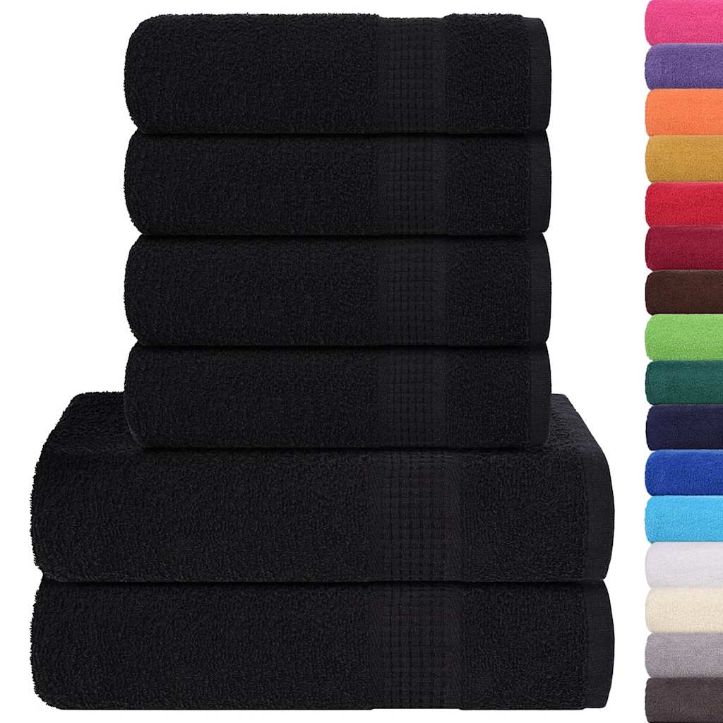 Rankšluosčių rinkinys, 6vnt., juodi, 100% medvilnė, 600g/m²
