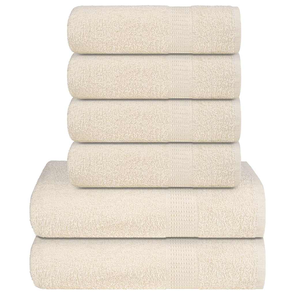 Rankšluosčių rinkinys, 6vnt., kreminiai, 100% medvilnė, 360g/m²