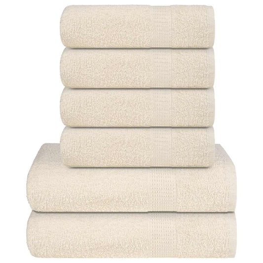 Rankšluosčių rinkinys, 6vnt., kreminiai, 100% medvilnė, 360g/m²