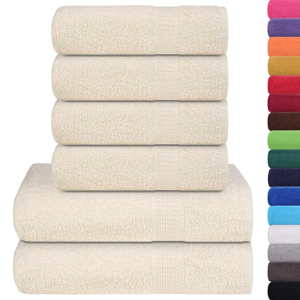 Rankšluosčių rinkinys, 6vnt., kreminiai, 100% medvilnė, 360g/m²