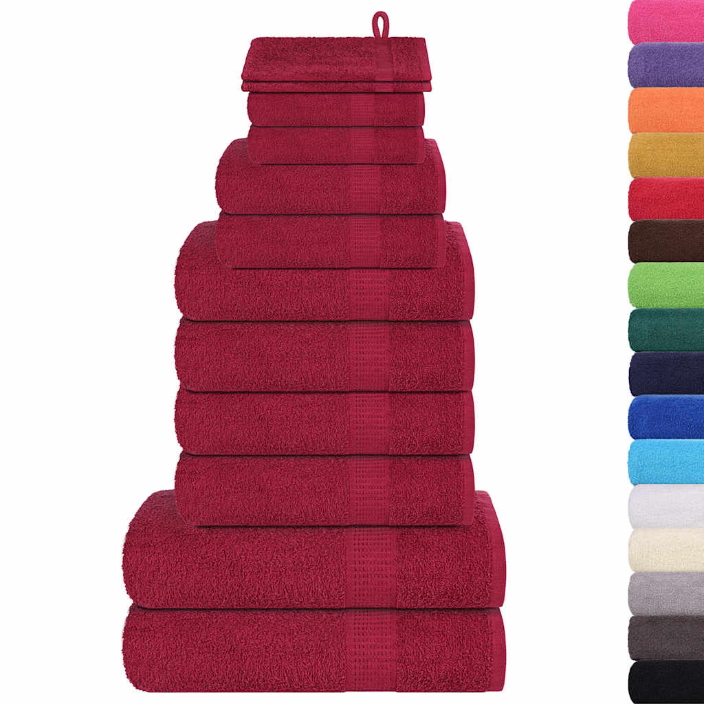 Rankšluosčių rinkinys, 12vnt., raudoni, 100% medvilnė, 360g/m²