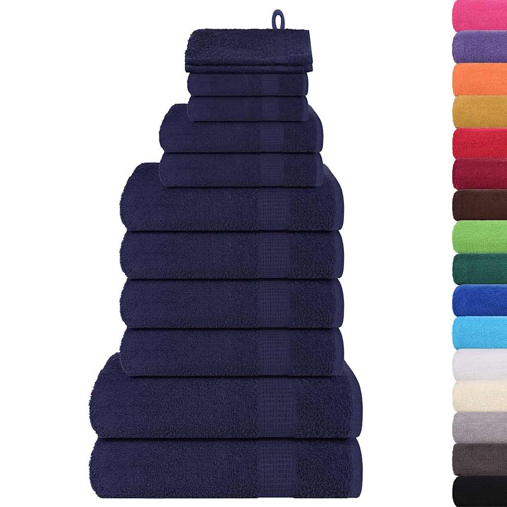 Rankšluosčių rinkinys, 12vnt., mėlyni, 100% medvilnė, 360g/m²