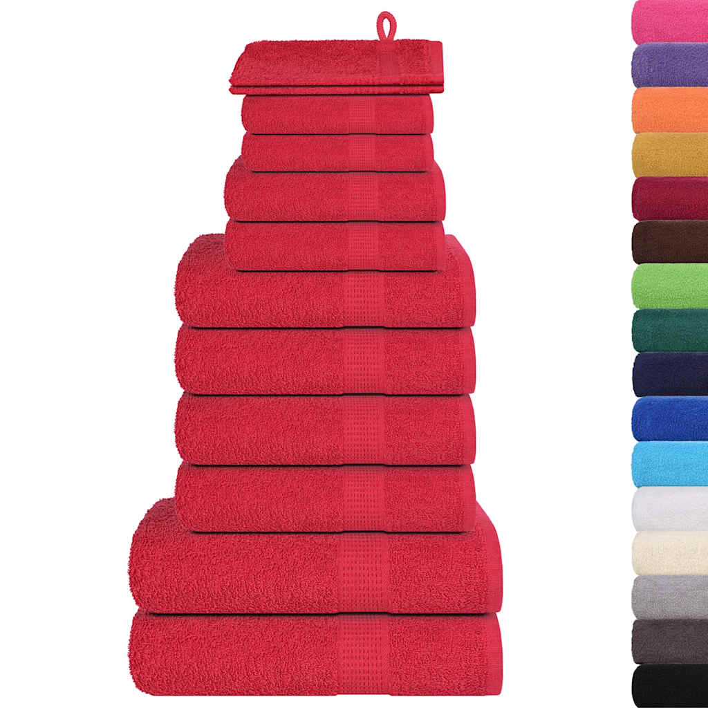 Rankšluosčių rinkinys, 12vnt., raudoni, 100% medvilnė, 360g/m²