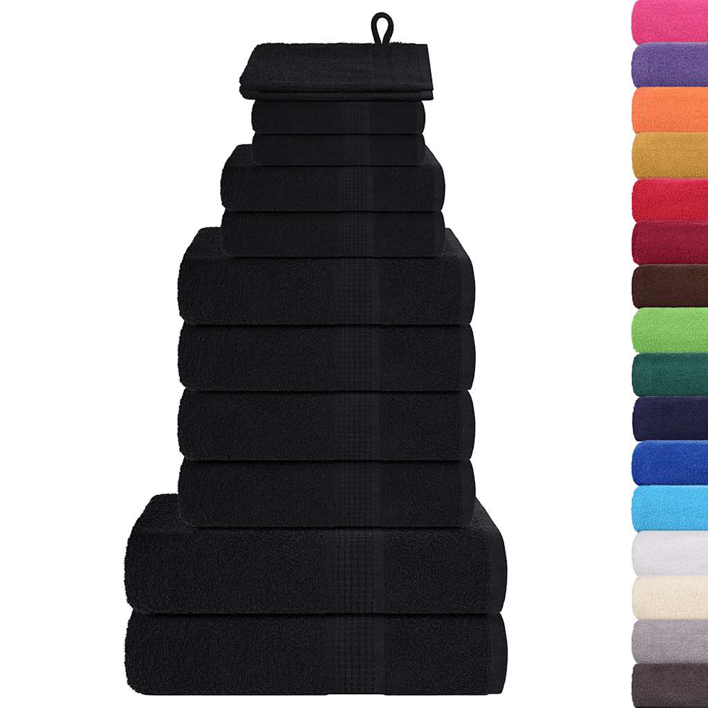 Rankšluosčių rinkinys, 12vnt., juodi, 100% medvilnė, 360g/m²