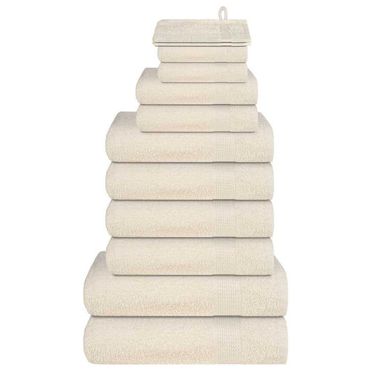 Rankšluosčių rinkinys, 12vnt., kreminiai, 100%medvilnė, 360g/m²