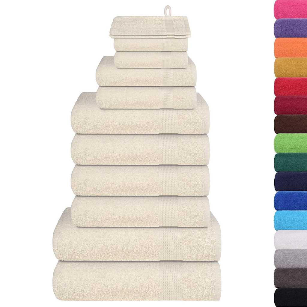 Rankšluosčių rinkinys, 12vnt., kreminiai, 100%medvilnė, 360g/m²