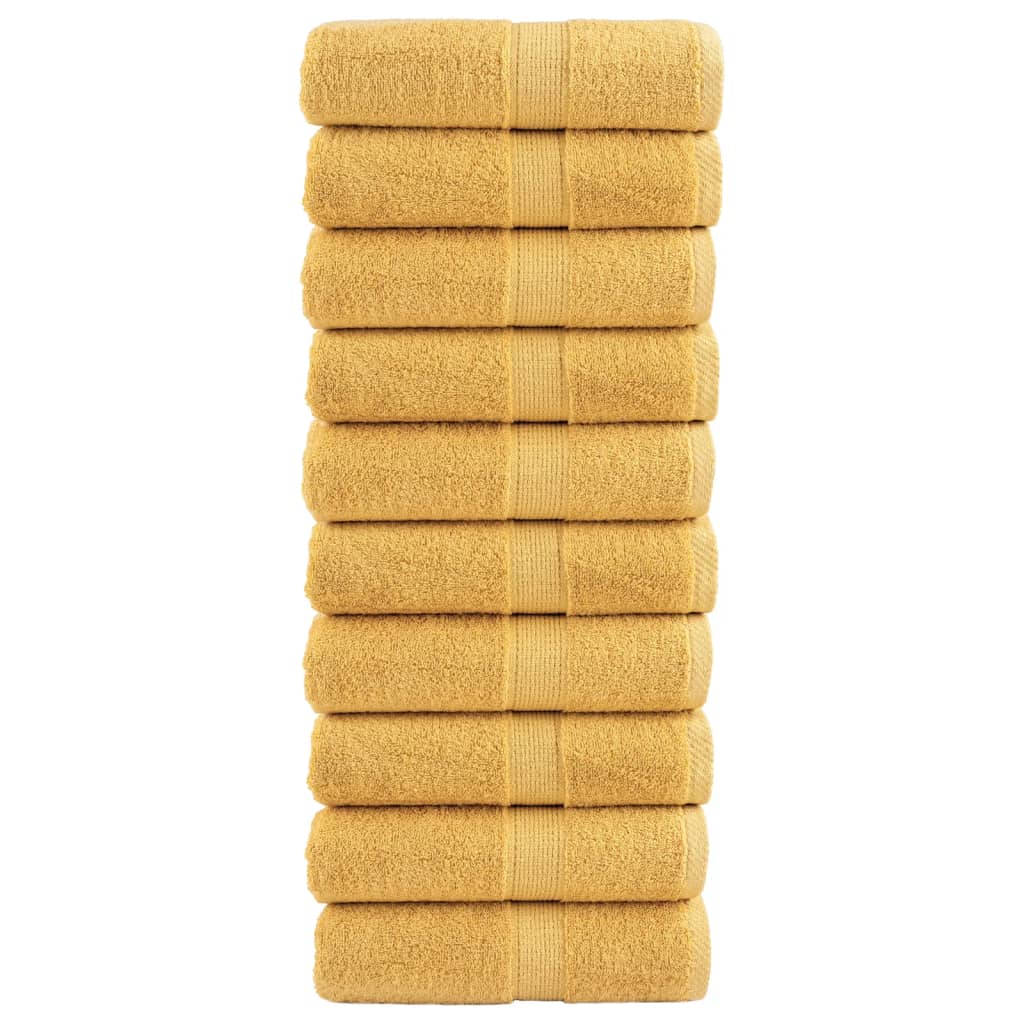 Aukščiausios kokybės rankšluosčiai SOLUND, 10 vnt., auksinės spalvos, 30x30 cm, 600 g/m²