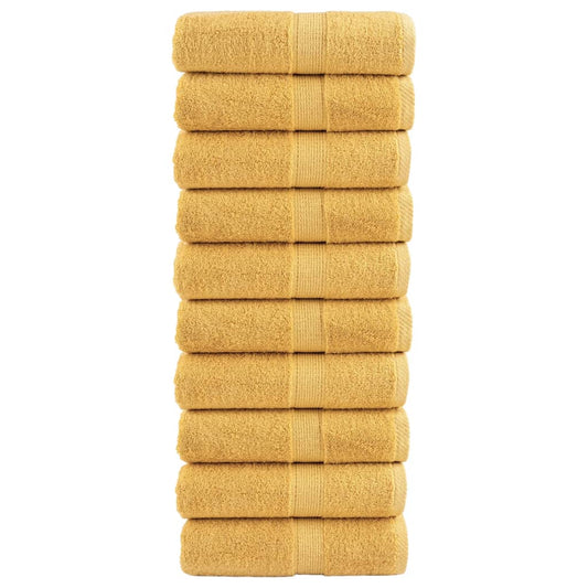 Aukščiausios kokybės rankšluosčiai SOLUND, 10 vnt., auksinės spalvos, 30x30 cm, 600 g/m²