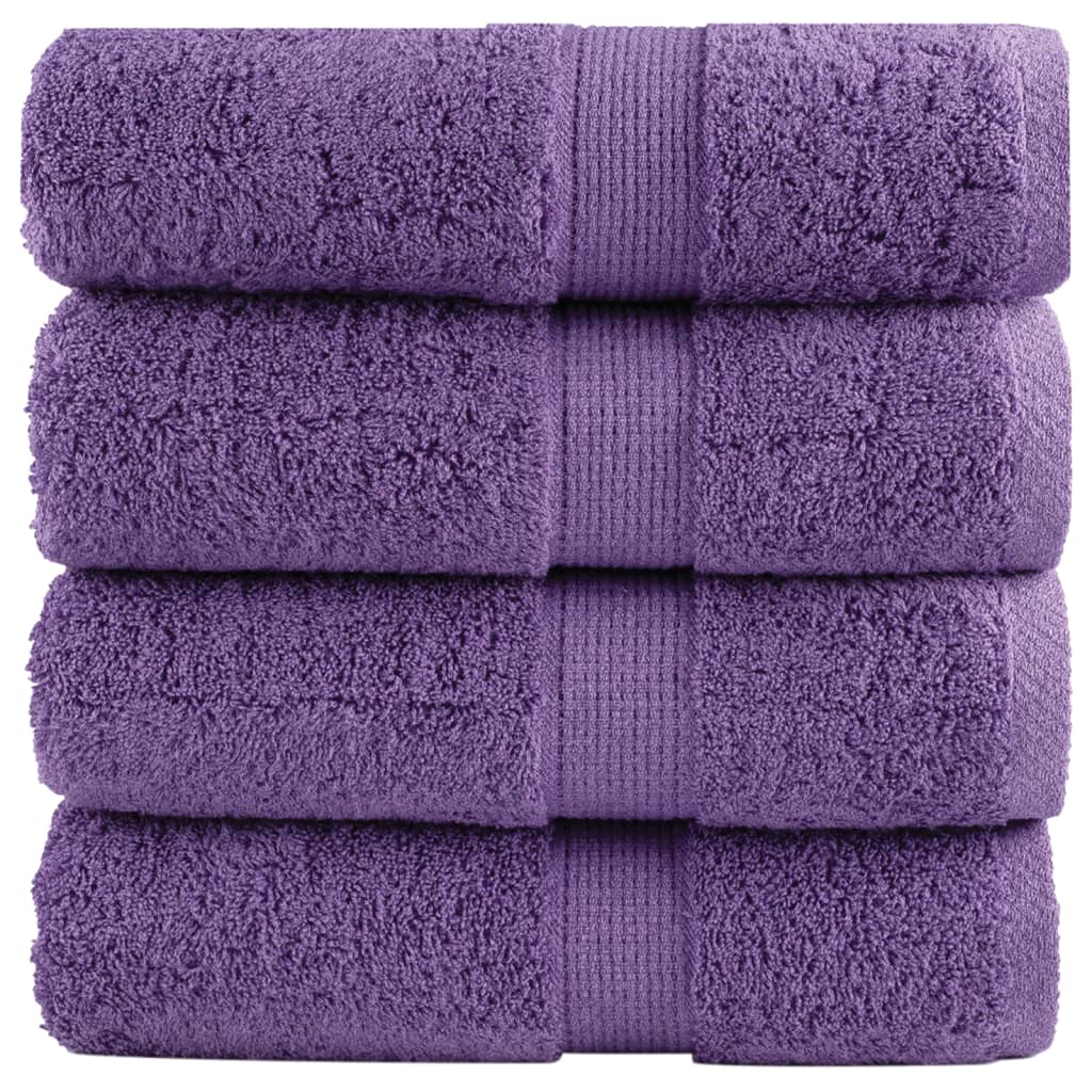 Aukščiausios kokybės svečių rankšluosčiai SOLUND, 4 vnt., violetiniai, 30x50 cm, 600 g/m²
