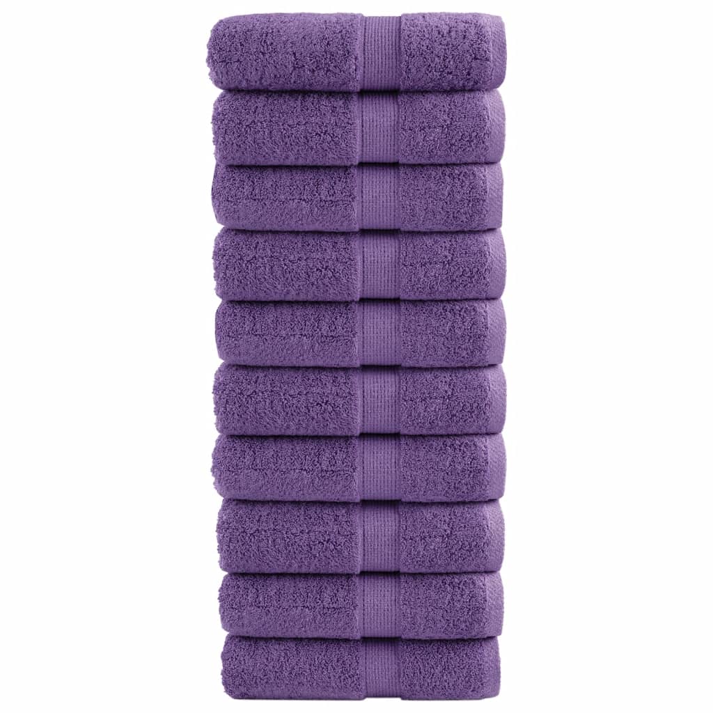 Aukščiausios kokybės svečių rankšluosčiai SOLUND, 10 vnt., violetiniai, 30x50 cm, 600 g/m²